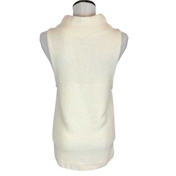 Free People XS Isla Ottoman Sweater Slouchy Sleeveless Ivory Tunic Turtleneck - Picture 7 of 13